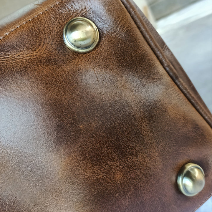 Schimmernde Hunter-Leder Damen Mini-Reisetasche