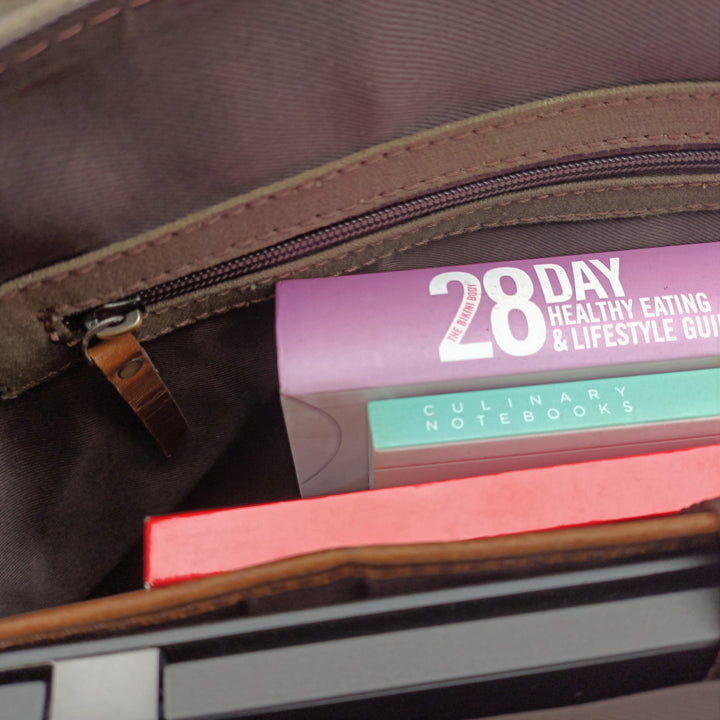 Braun Leder Laptop Tasche aus Canvas für Jäger