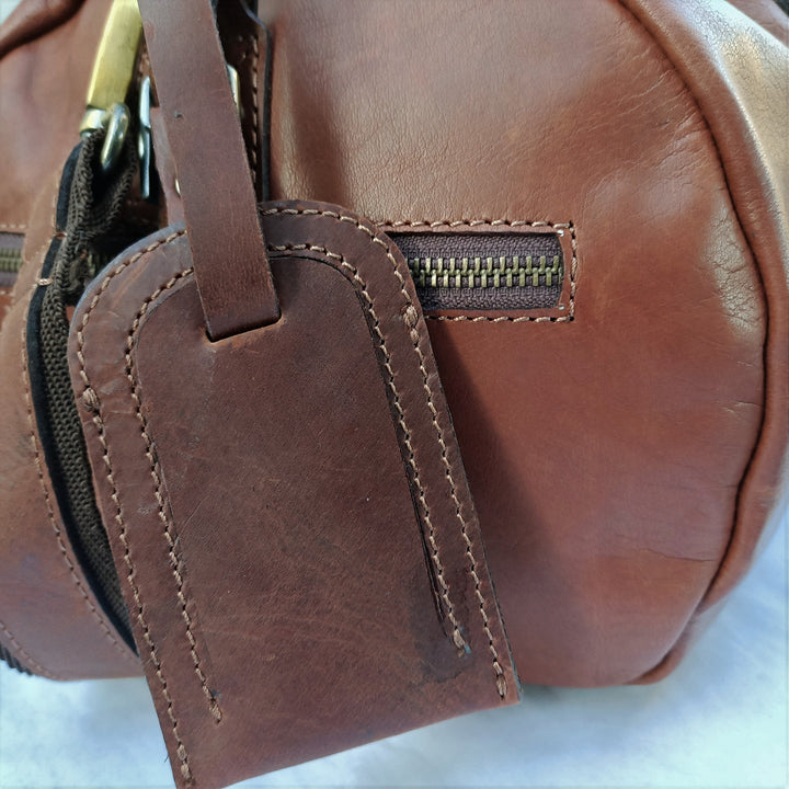 Braune Leder-Duffle-Tasche