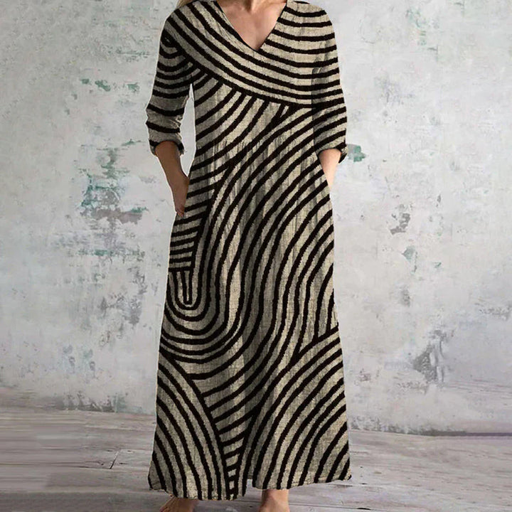 Kyla | Vintage Gestreiftes Maxikleid