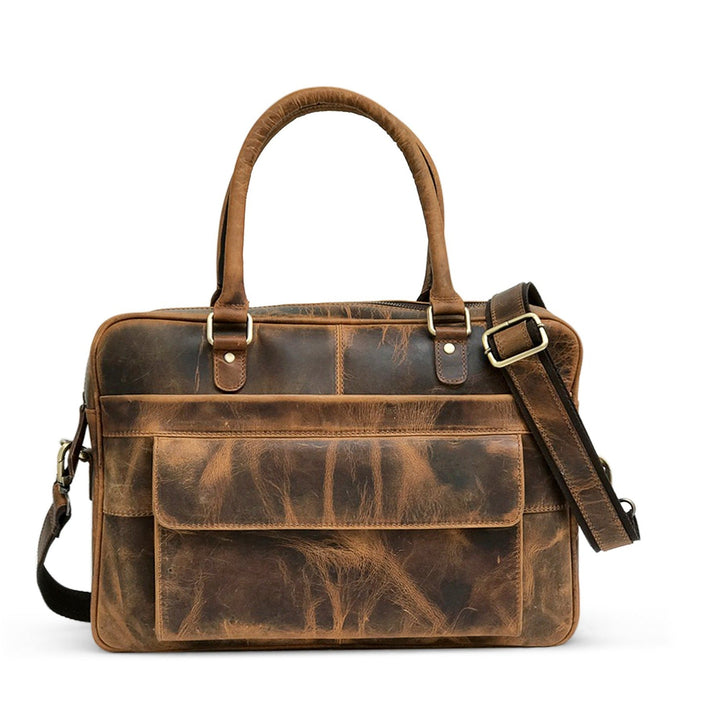 Hunter Braun Leder Laptoptasche