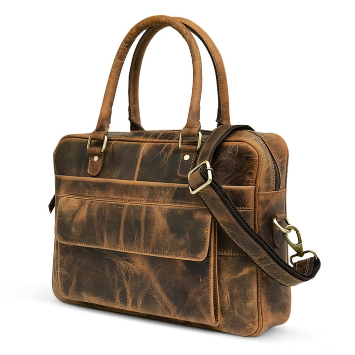 Hunter Braun Leder Laptoptasche