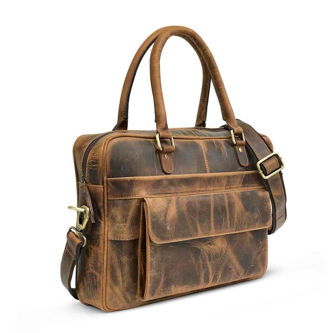 Hunter Braun Leder Laptoptasche