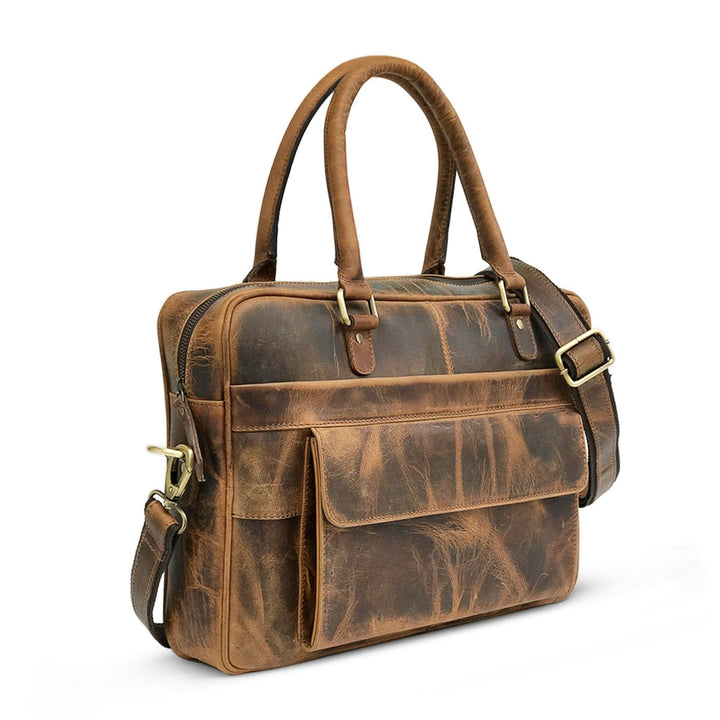 Hunter Braun Leder Laptoptasche