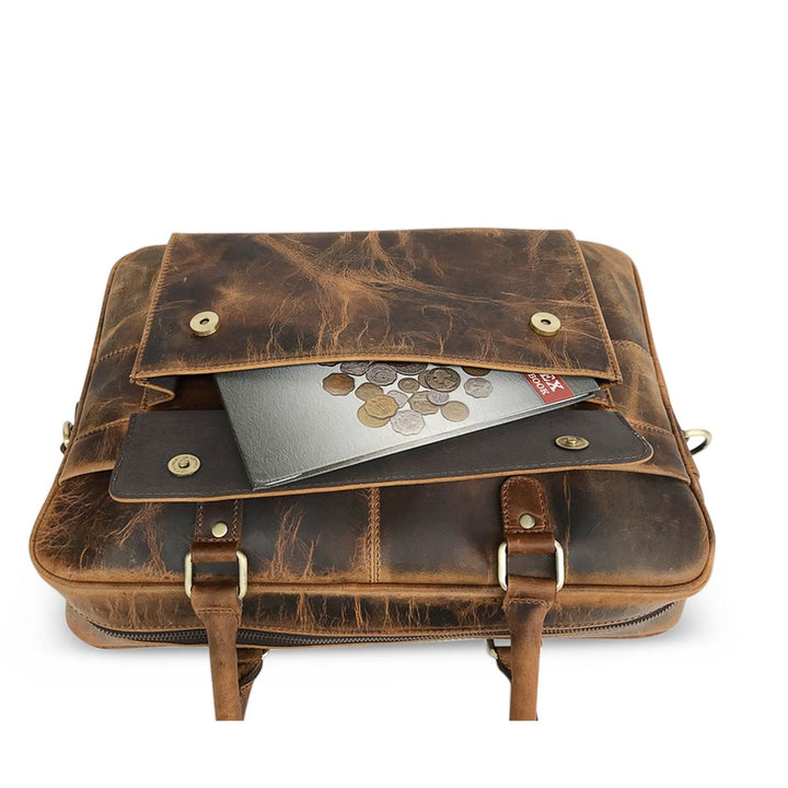 Hunter Braun Leder Laptoptasche