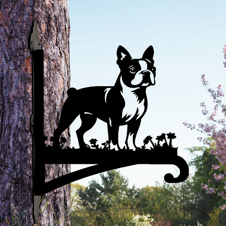 Metall Pflanzenständer im Boston Terrier Design
