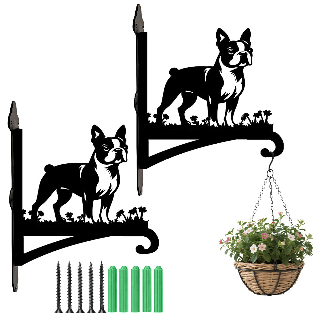 Metall Pflanzenständer im Boston Terrier Design