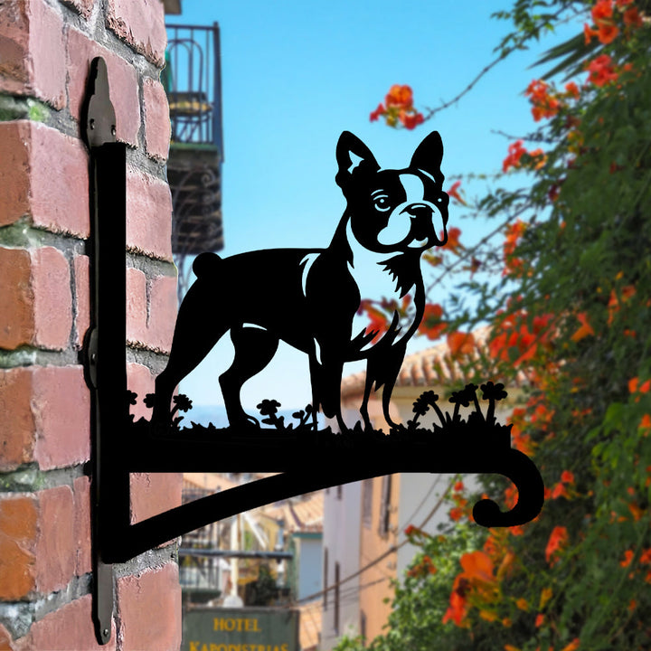 Metall Pflanzenständer im Boston Terrier Design