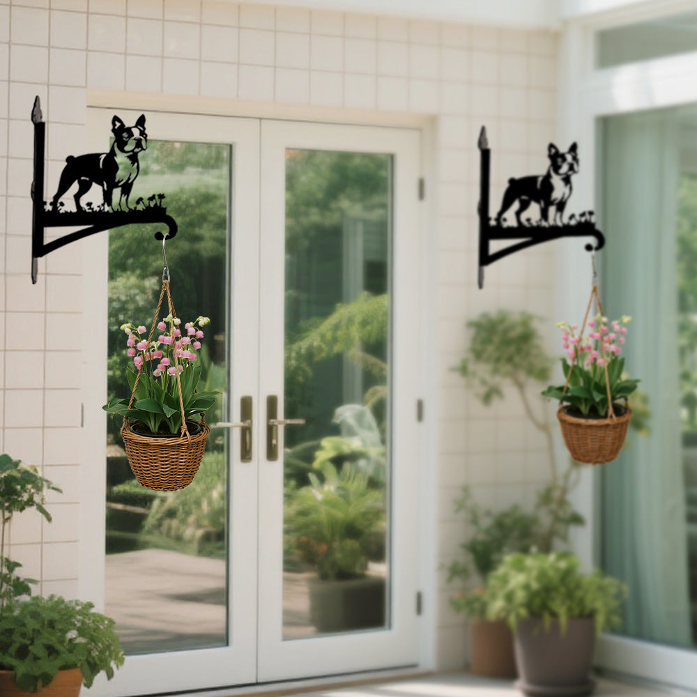 Metall Pflanzenständer im Boston Terrier Design