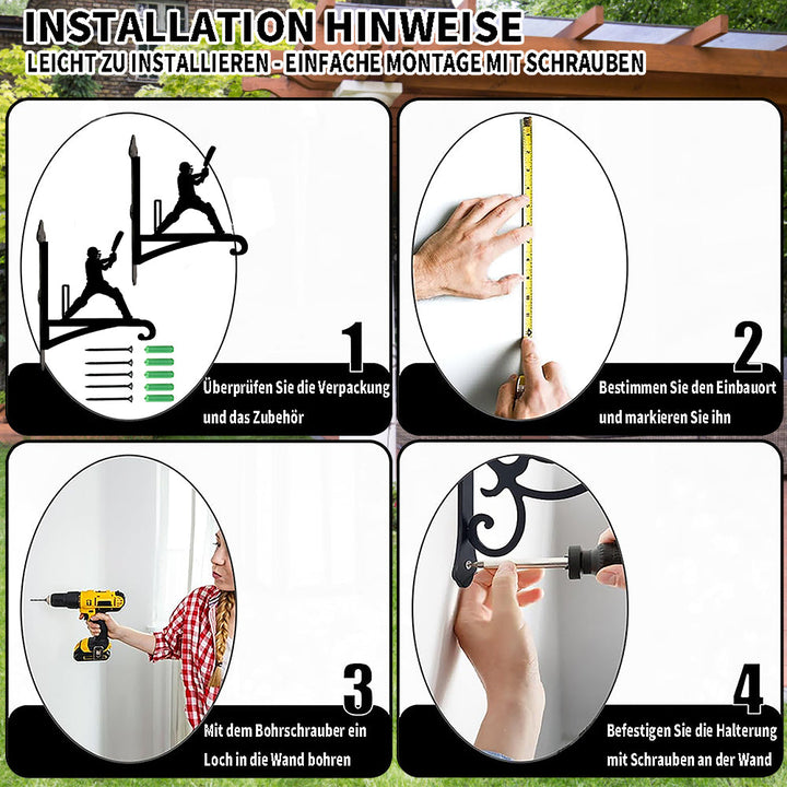 Metall Pflanzenständer mit Bügel im Kricketspieler-Design