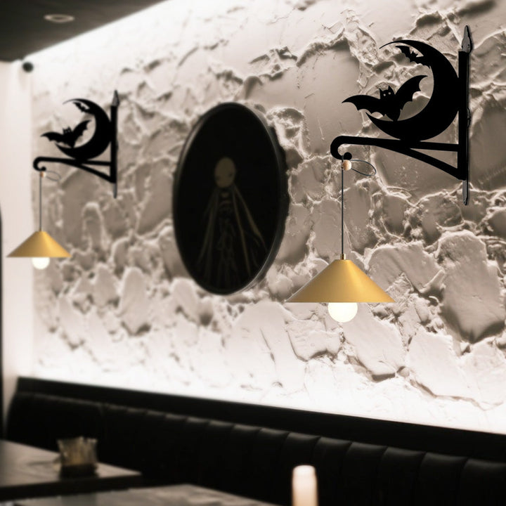 Metall Pflanzenständer mit Bügel - Fledermaus und Mond Design