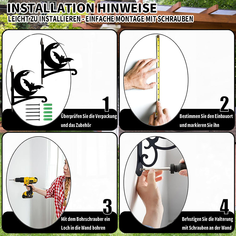 Metall Pflanzenständer mit Bügel - Fledermaus und Mond Design