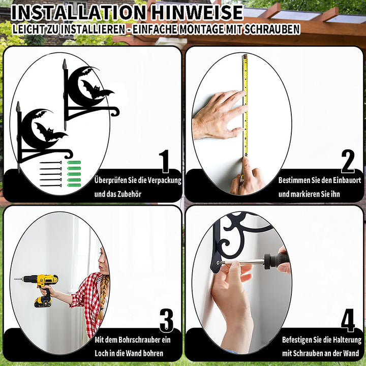 Metall Pflanzenständer mit Bügel - Fledermaus und Mond Design