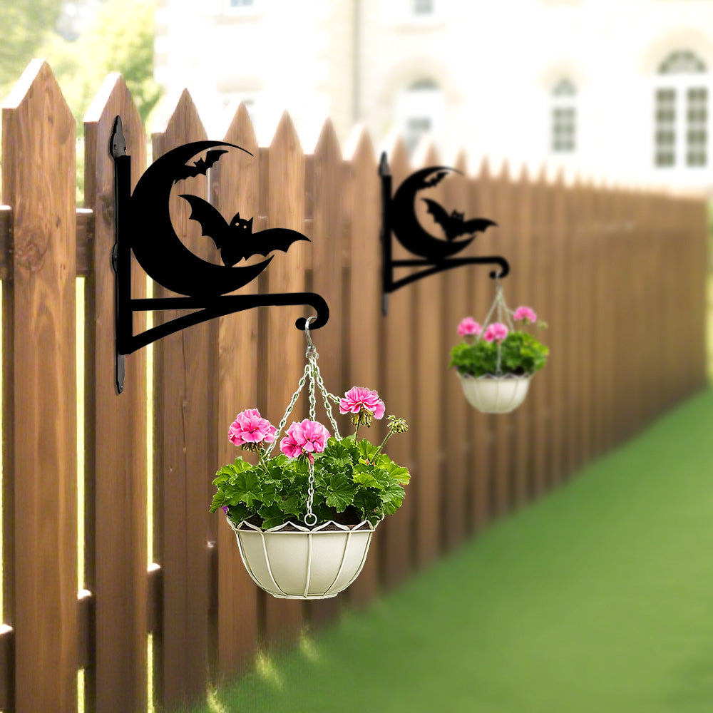 Metall Pflanzenständer mit Bügel - Fledermaus und Mond Design