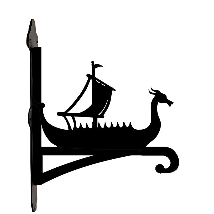 Schwarzes Wikingerschiff Metall Pflanzenhalter mit Bügel