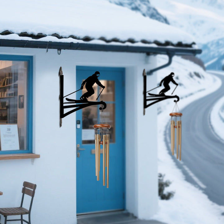 Metall Pflanzenständer mit Bügel im Skifahren-Design