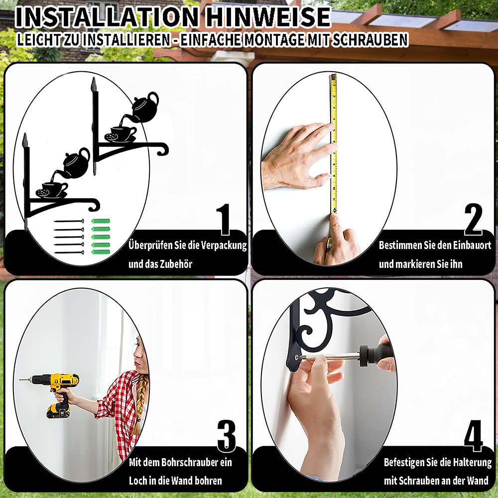 Metall Pflanzenständer mit Teekanne und Tasse im Bügel-Design