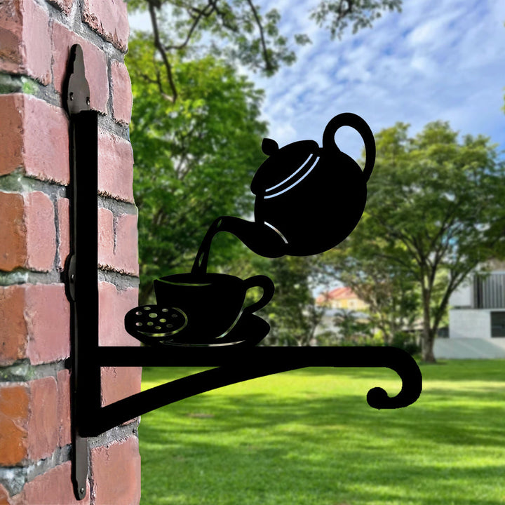 Metall Pflanzenständer mit Teekanne und Tasse im Bügel-Design