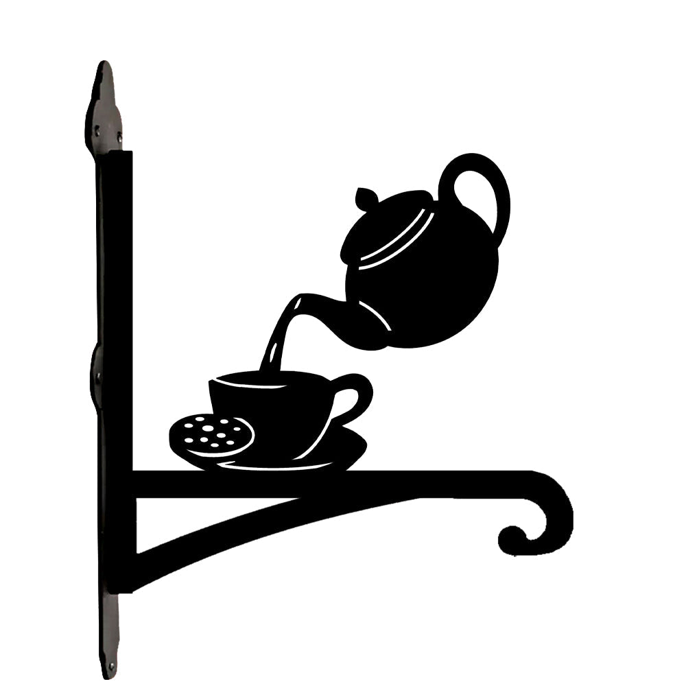 Metall Pflanzenständer mit Teekanne und Tasse im Bügel-Design
