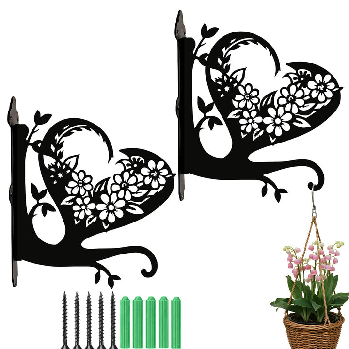 Metall Pflanzenständer mit Bügel im Blumen- und Herzdesign