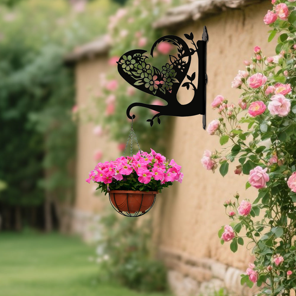 Metall Pflanzenständer mit Bügel im Blumen- und Herzdesign