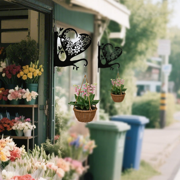 Metall Pflanzenständer mit Bügel im Blumen- und Herzdesign