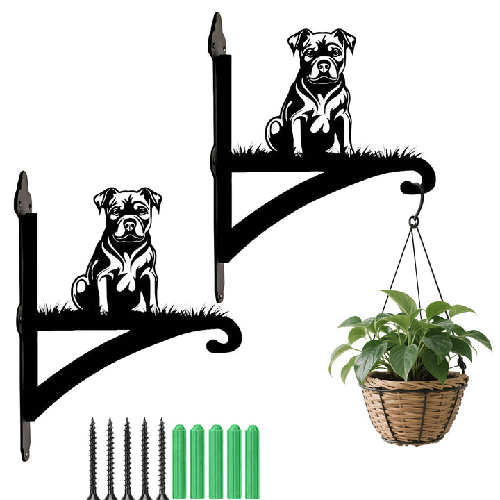 Metall Pflanzenständer mit hängender Halterung im Staffordshire Bull Terrier Design