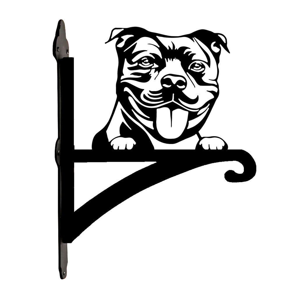 Metall Pflanzenständer mit hängender Halterung im Staffordshire Bull Terrier Design