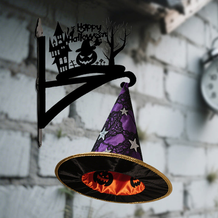 Fröhlicher Halloween Kürbis Metall Pflanzenständer mit Hängebügel