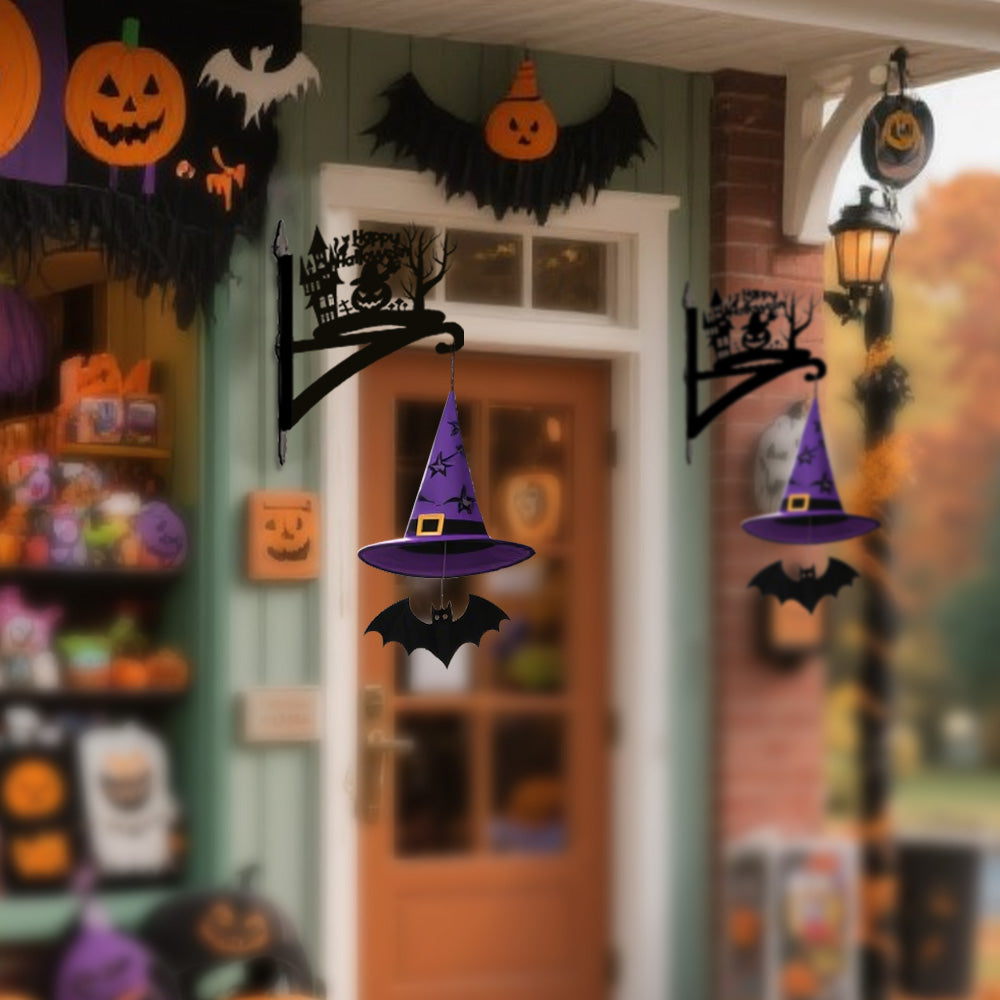 Fröhlicher Halloween Kürbis Metall Pflanzenständer mit Hängebügel