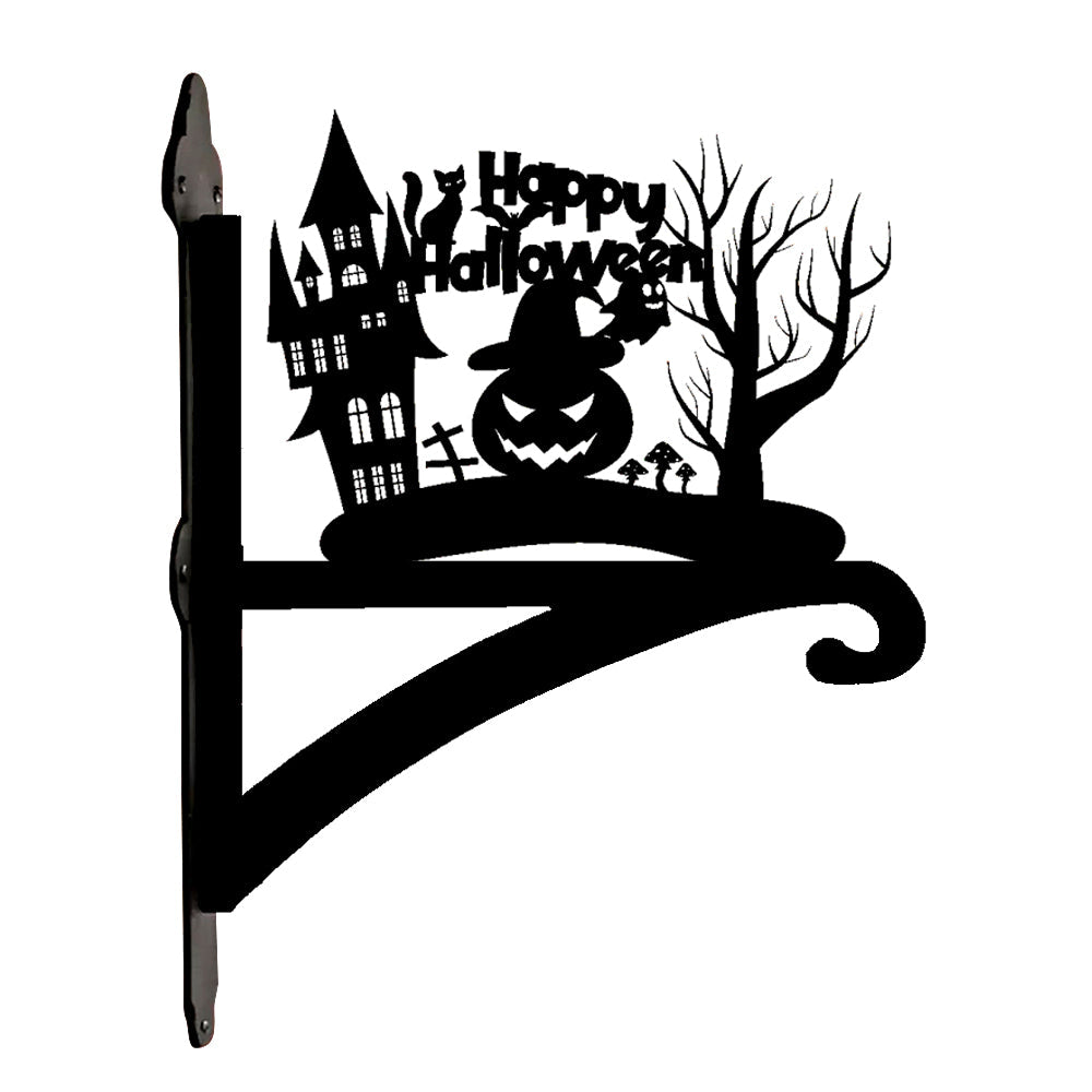 Fröhlicher Halloween Kürbis Metall Pflanzenständer mit Hängebügel