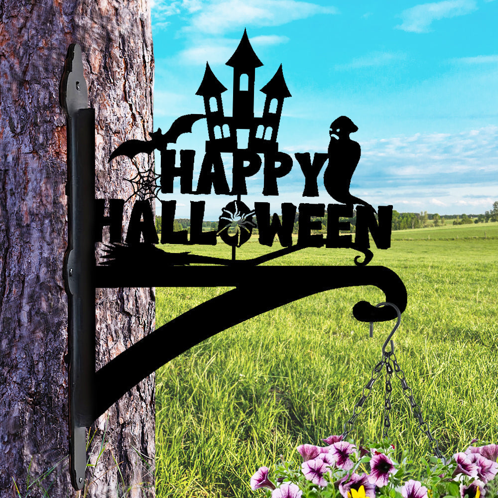 Fröhlicher Halloween Metall Pflanzenständer mit Hängebügel