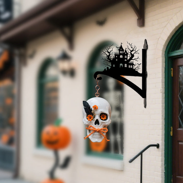 Halloween Schloss Metall Pflanzenständer mit Hängebügel