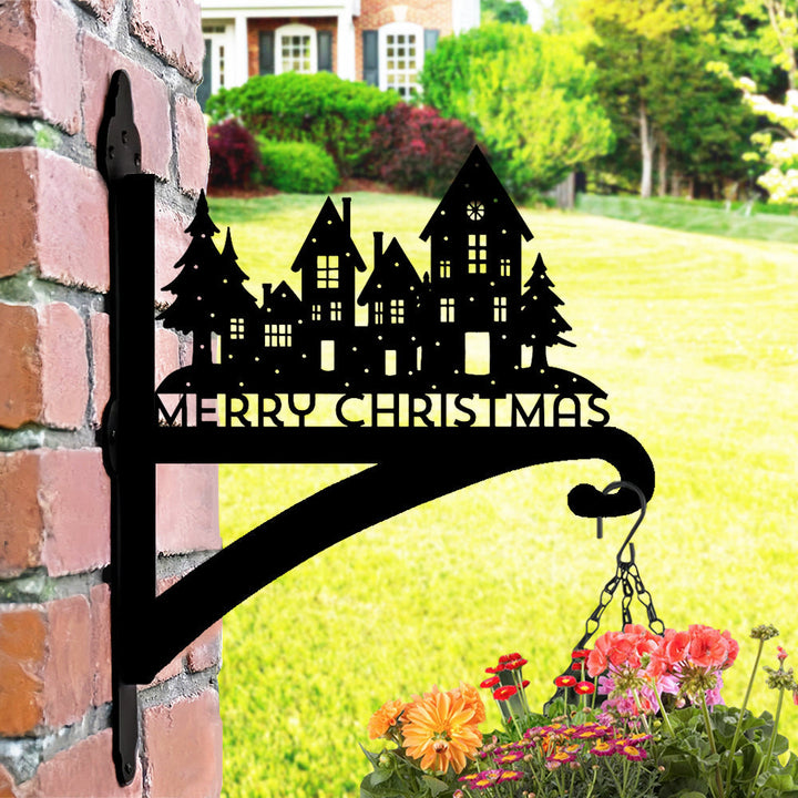 Metall Pflanzenständer mit Schloss-Design für eine Frohe Weihnachten