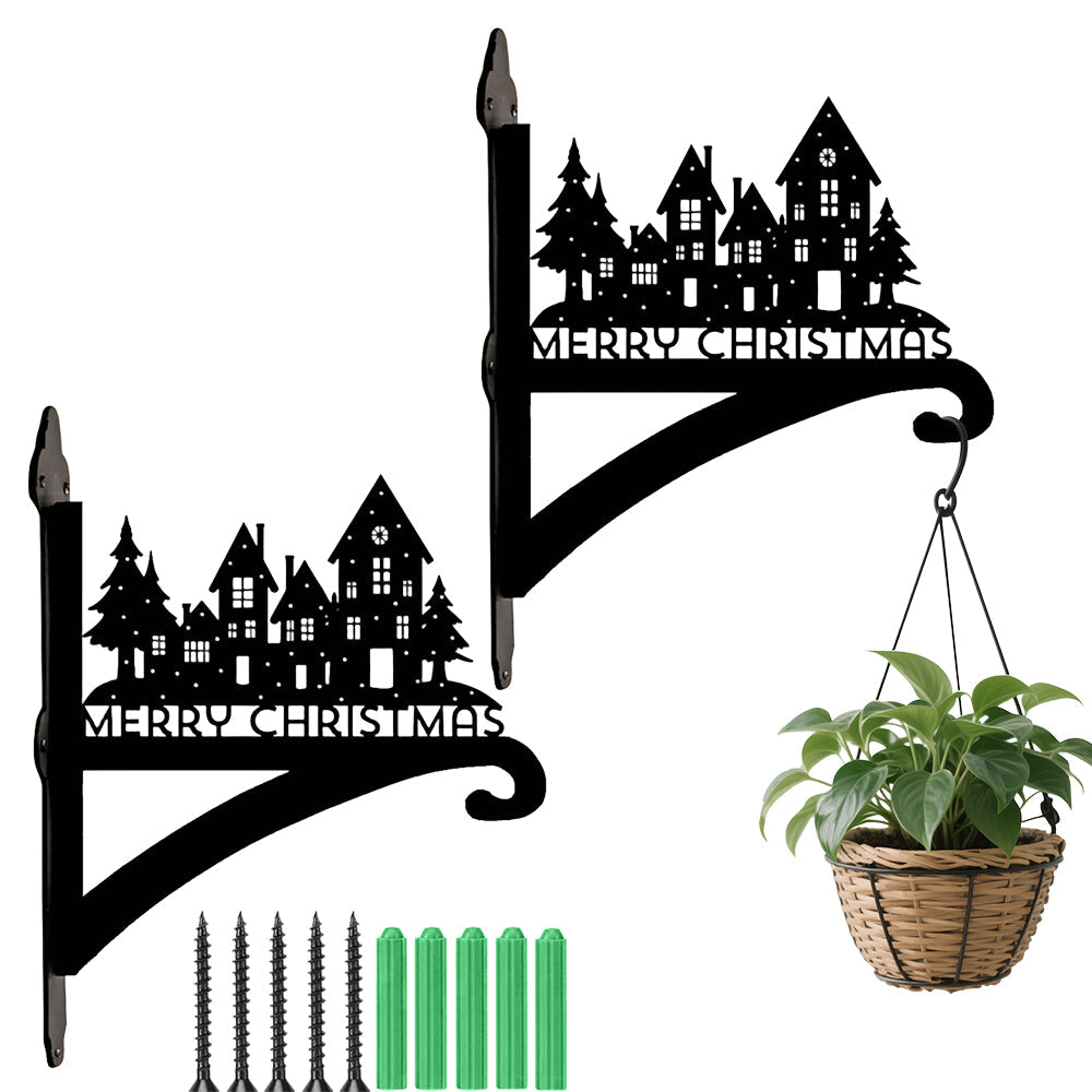 Metall Pflanzenständer mit Schloss-Design für eine Frohe Weihnachten