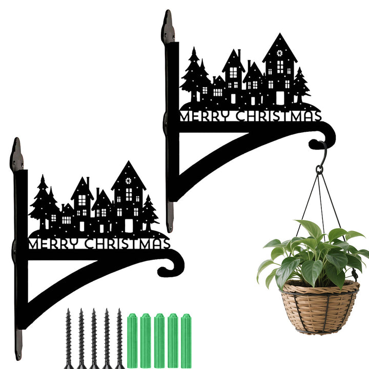Metall Pflanzenständer mit Schloss-Design für eine Frohe Weihnachten