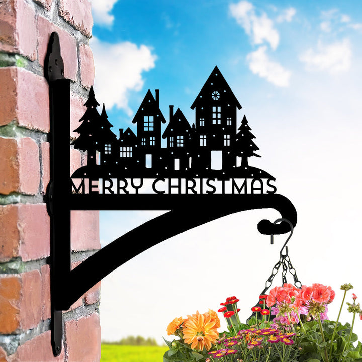Metall Pflanzenständer mit Schloss-Design für eine Frohe Weihnachten