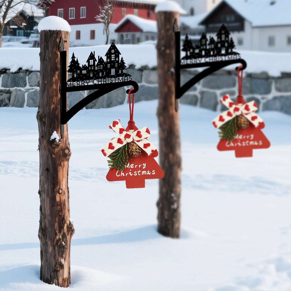 Metall Pflanzenständer mit Schloss-Design für eine Frohe Weihnachten