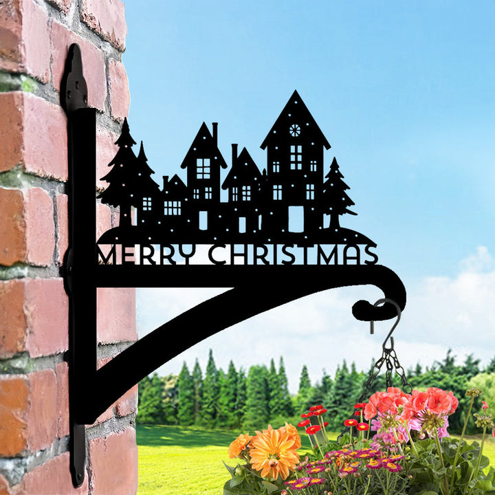 Metall Pflanzenständer mit Schloss-Design für eine Frohe Weihnachten