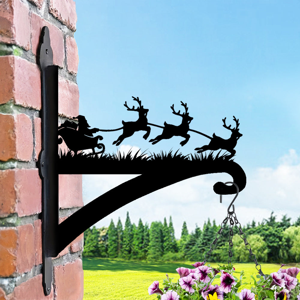 Metall Pflanzenständer mit Weihnachtsmann und Rentieren
