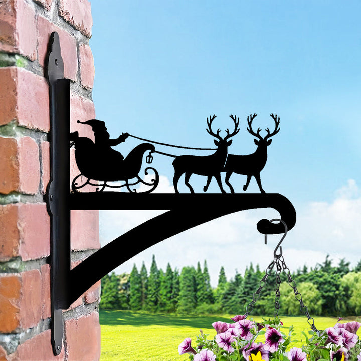 Metall Pflanzenständer mit Weihnachtsmann und Rentieren
