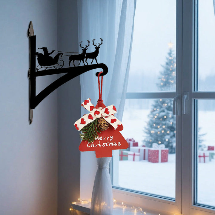Metall Pflanzenständer mit Weihnachtsmann und Rentieren
