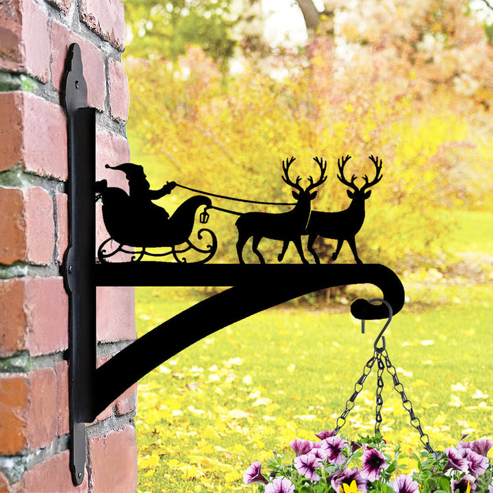 Metall Pflanzenständer mit Weihnachtsmann und Rentieren