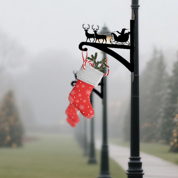 Metall Pflanzenständer mit Weihnachtsmann und Rentieren