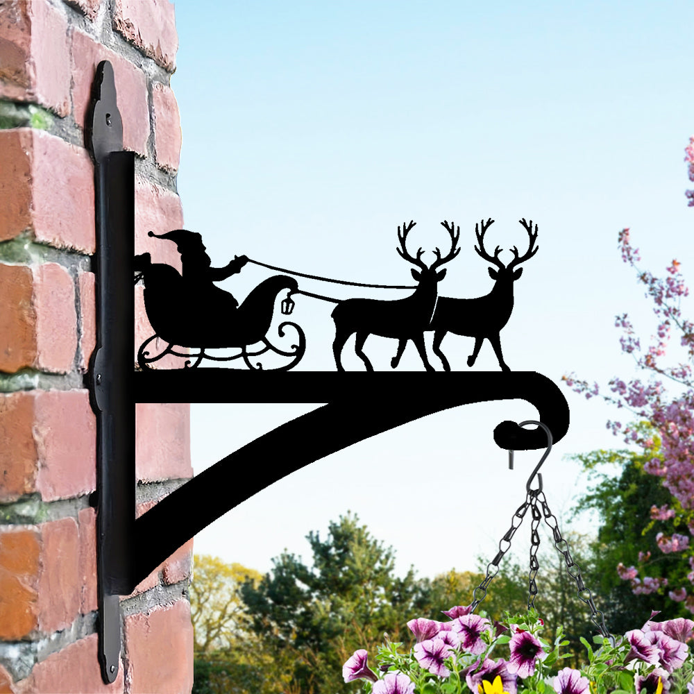 Metall Pflanzenständer mit Weihnachtsmann und Rentieren
