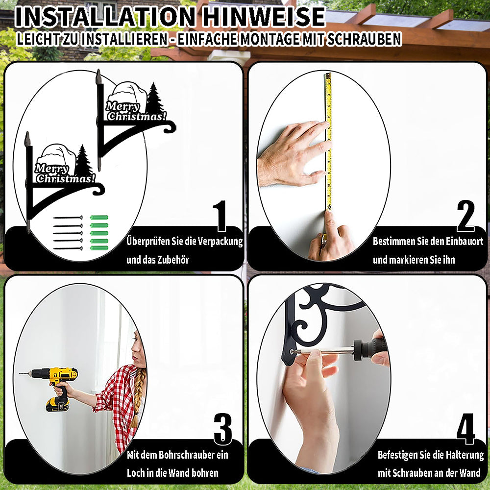 Metall Pflanzenständer mit Weihnachtsbaum-Design - Frohe Weihnachten Hängebügel