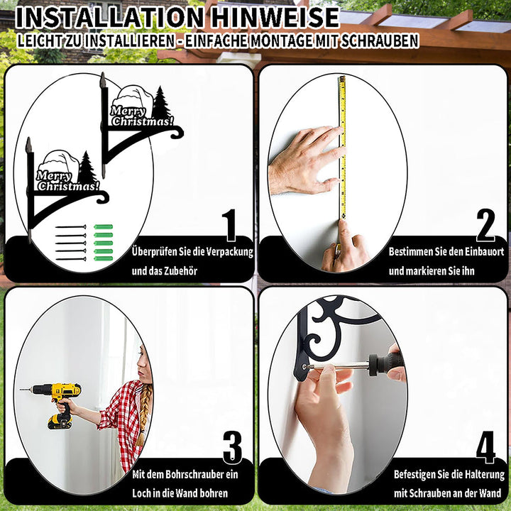 Metall Pflanzenständer mit Weihnachtsbaum-Design - Frohe Weihnachten Hängebügel