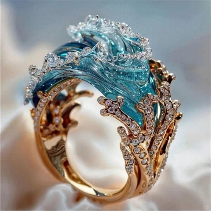 Perle | Ozeanring mit Wellen-Design