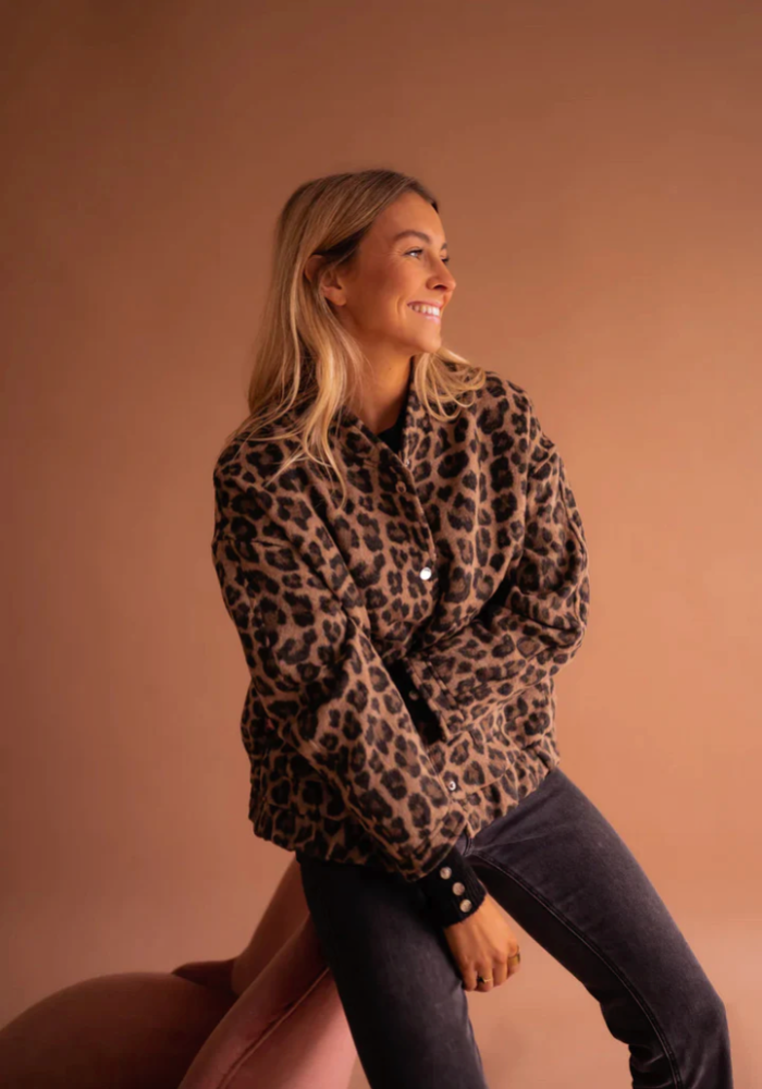 Ava | Leopard Print Bomber Jacket
