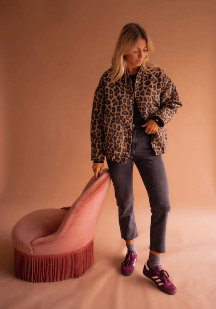 Ava | Leopard Print Bomber Jacket